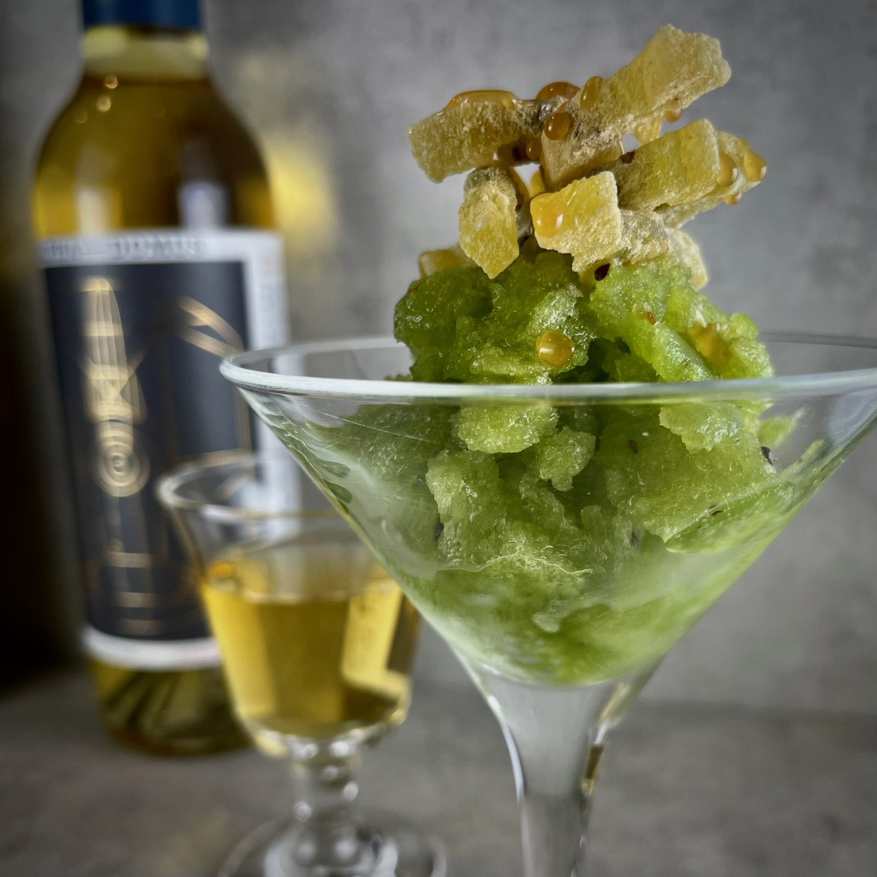 Green apple granita cocktail with sake at Rangitoto Tokyo